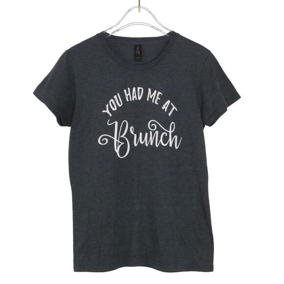 Francesca's You Had Me at Brunch Gray Crewneck Graphic T-Shirt Small - Picture 1 of 5